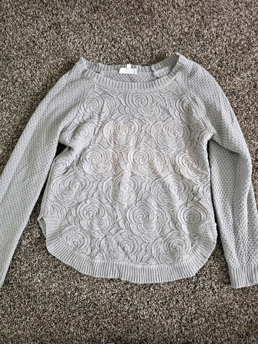 Chaser Gray Floral Knit Sweater